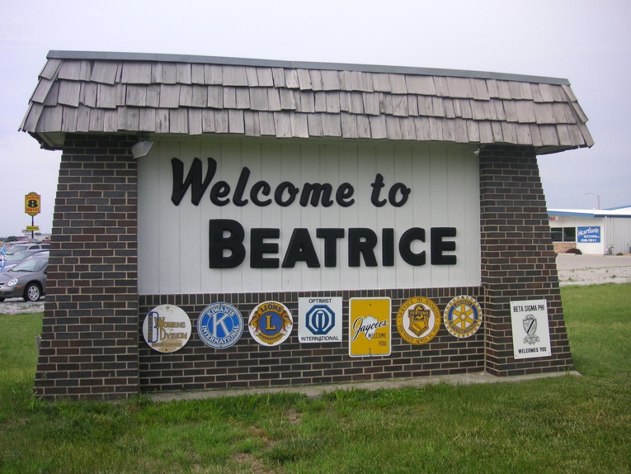 Beatrice Nebraska Welcome Sign