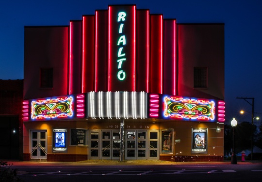 Searcy, Arkansas, March, 31, 2020, Old Rialto Cinema at night