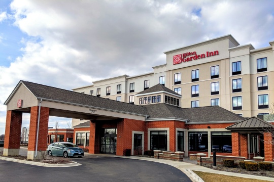 Bolingbrook, IL - April 10, 2018: Front of the recently constructed Hilton Garden Inn Bolingbrook