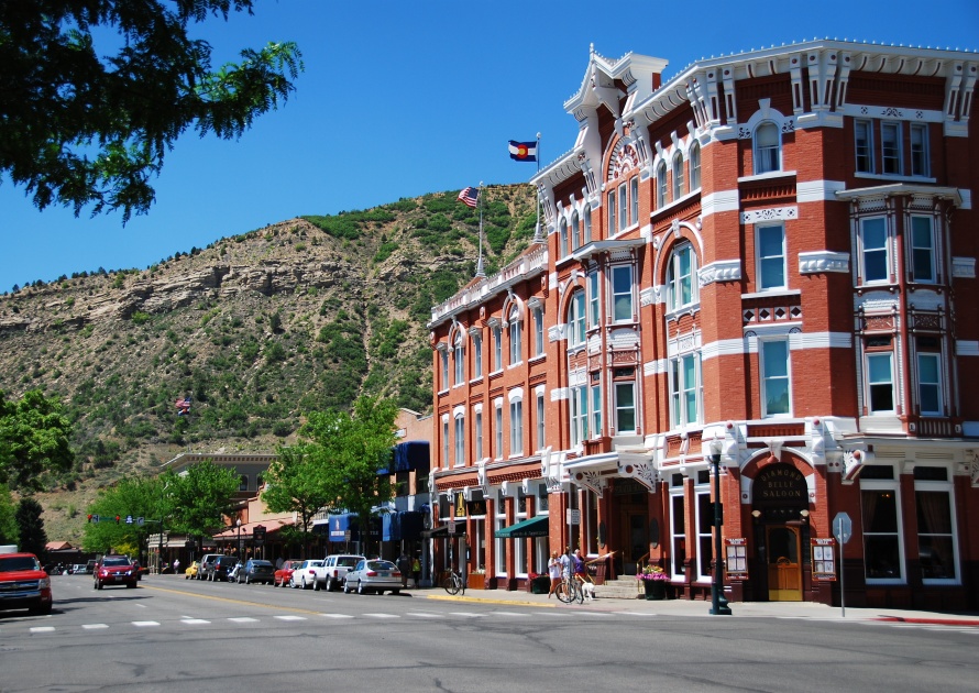 DURANGO, CO, USA - JUNE 8, 2013: A view of Main Avenue in Durango, featuring Strater hotel. The historic district of Durango is home to more than 80 historic buildings.