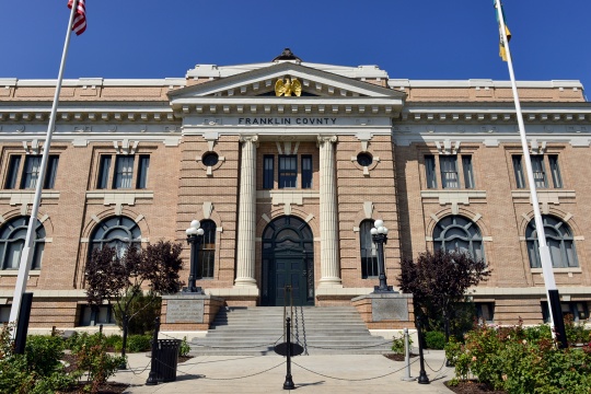 Pasco, Washington, USA - August 14, 2012: The front of the Franklin County Courthouse