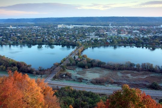 Town of Winona in Minnesota at fall season