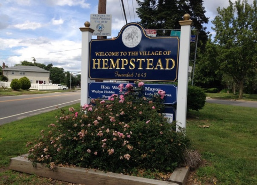 Welcome to Hempstead Village Sign in New York