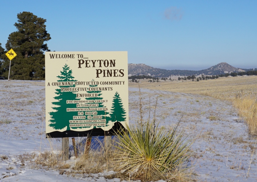 Welcome to Peyton Sign Pines in Colorado