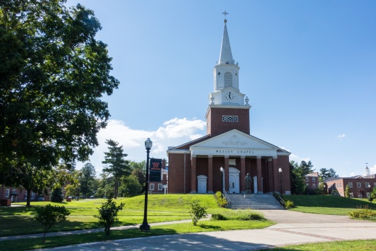 BUCHANNON, WEST VIRGINIA - AUGUST 13, 2016: Wesley Chapel in grounds of West Virginia Wesleyan College in Buckhannon WV, USA