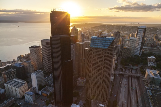 Aerial Skyline in Seattle Washington