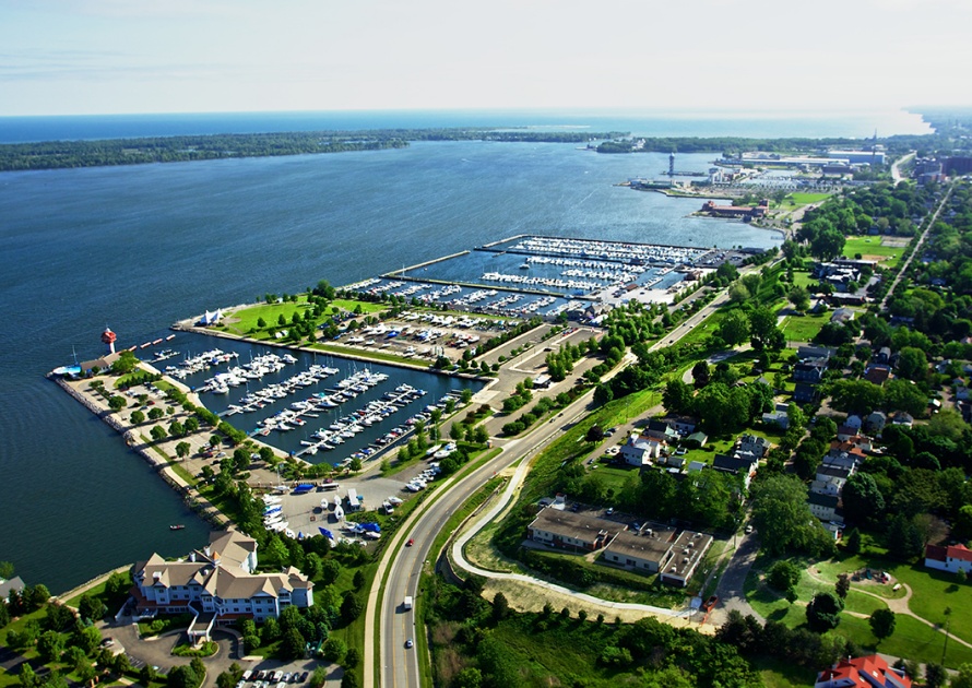 Aerial View Bay in Erie Pennsylvania