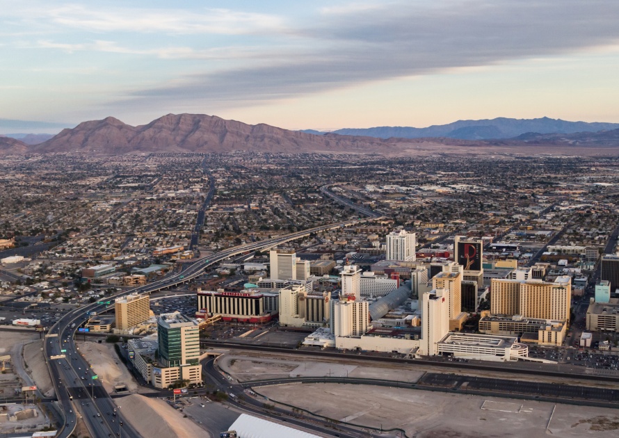 North Las Vegas Nevada - December 14 : Aerial view of old downtown North Las Vegas, December 14 2014 in North Las Vegas, Nevada