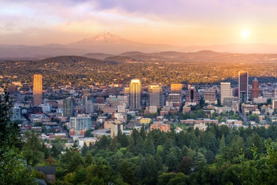 Aerial View Skyline in Portland Oregon