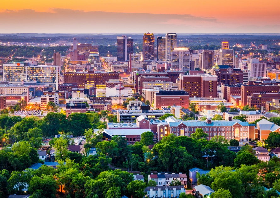 Birmingham, Alabama, USA on the city skyline.