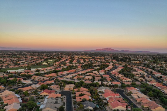 aerial view of sunny Arizona city