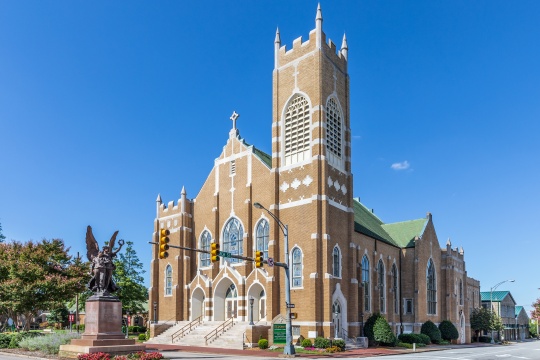 SALISBURY, NC, USA-1 SEPTEMBER 2019: The St. John's Lutheran Church building, located in downtown. Original sanctuary built in 1927.