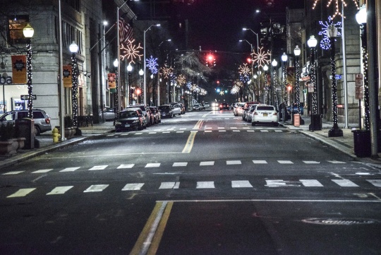 Downtown Bridgeport at night