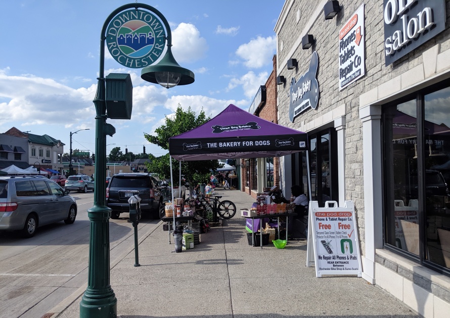 Rochester, Michigan / United States - July 11, 2019: Three Dog Bakery tent at the Downtown Rochester Sidewalk Sales