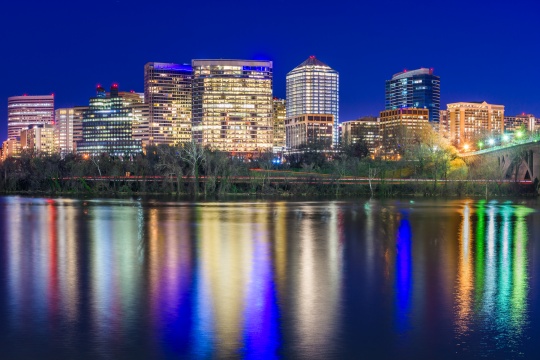 Panoramic View At Night in Arlington Virginia