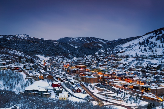 Old town lights in Park City, Utah, USA