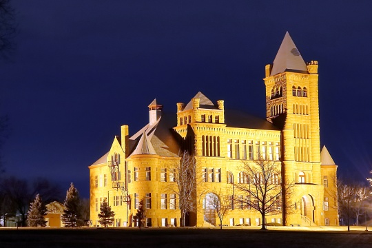 Night view of the famous Westminster Castle in Westminster, Colorado.