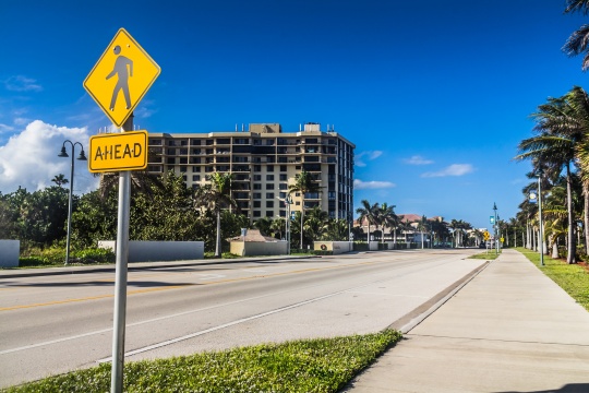Fort Pierce, Florida, USA - December 28, 2015: view of Fort Pierce Florida road A1A in front of South Beach Park at daytime