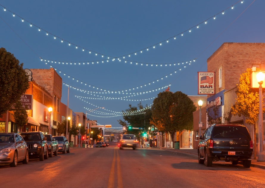 Street Scne with Gallup Decorative Lighting New Mexico Route 66.