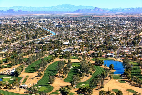 Aerial view of Scottsdale golf course, Arizona