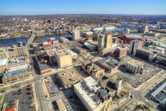 Rockford, Illinois in Spring, View from Above by Drone
