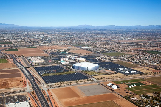 Glendale, Arizona, sports and mixed-use venues from above