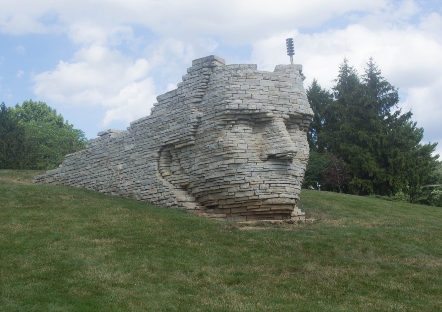 Wyandot Chief's Leatherlips Stone Monument in a park in Dublin, Ohio