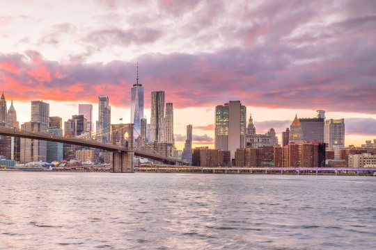 Sunset on Bridge in Brooklyn, New York