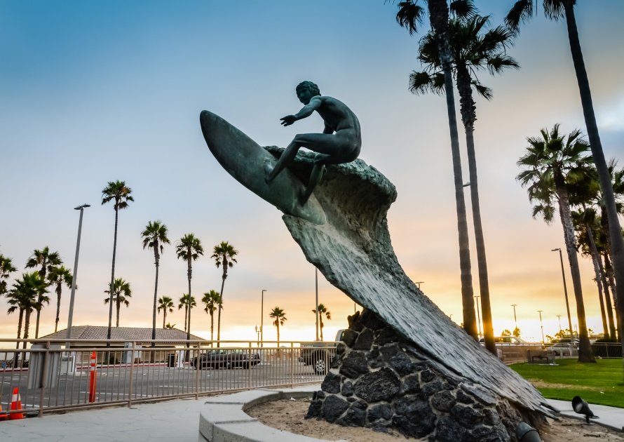 Surfer Statue in Huntington Beach California