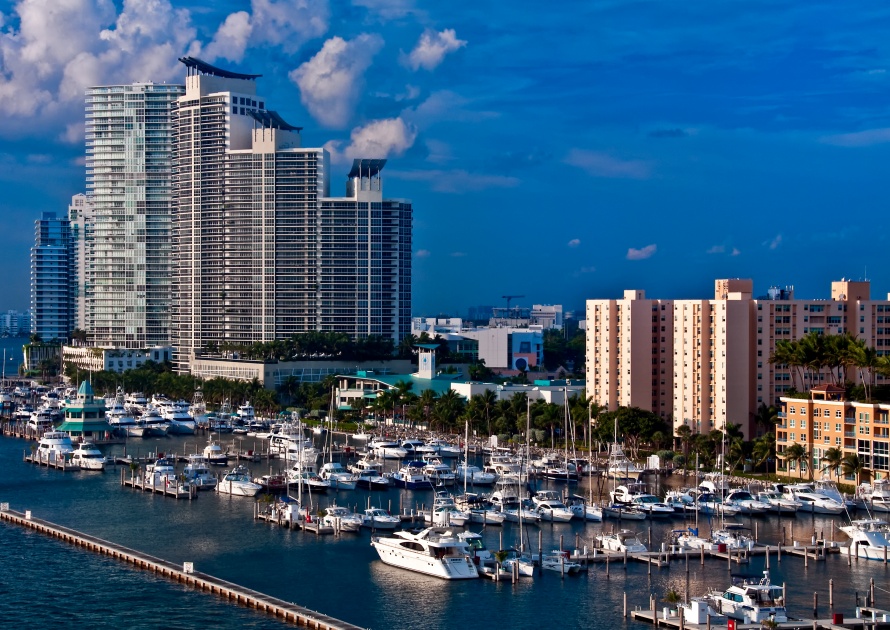 View of Marina in Miami Beach, Florida.